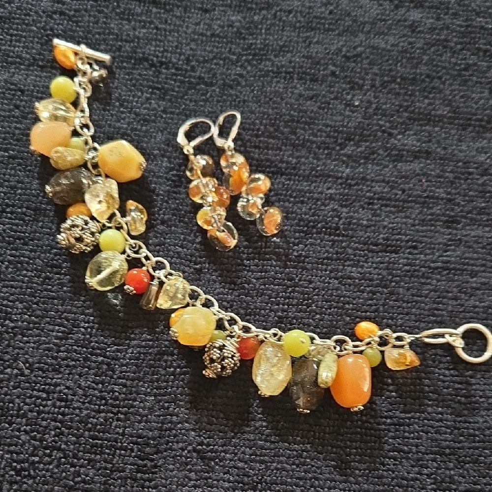 Silpada Multicolor Gemstone Bracelet and Earring Set
